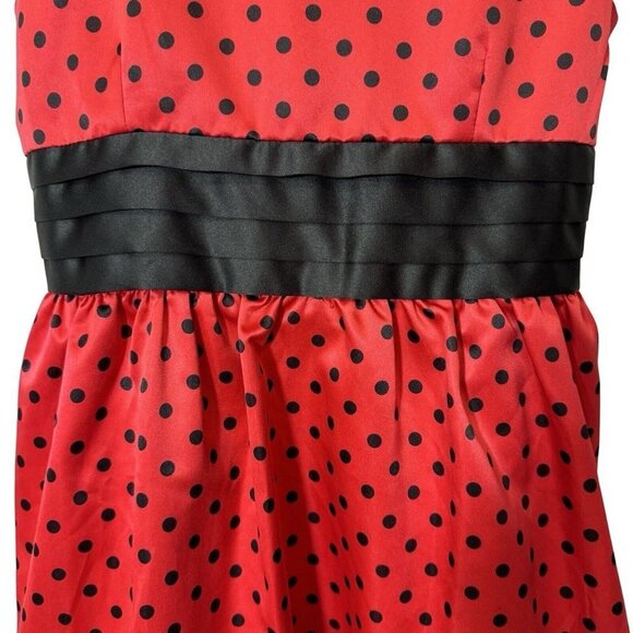 DISORDERLY KIDS Red Black Polka Dot Fancy Dress Size 14 Rockabilly Party Dressy - Picture 4 of 14